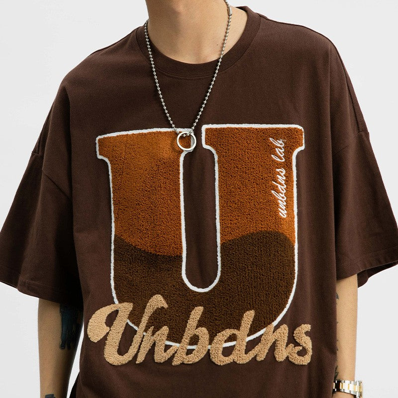 Letter U towel embroidery design versatile T-shirt