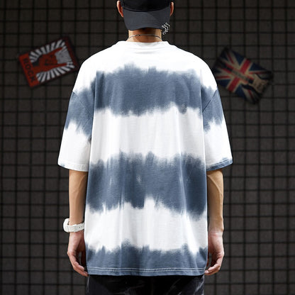 T-shirt tie-dye oversize con gradiente, super popolare, da uomo, comoda e comoda