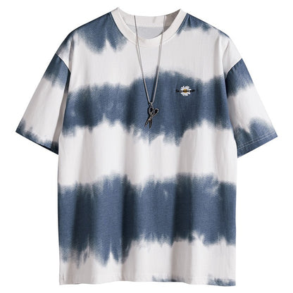 T-shirt tie-dye oversize con gradiente, super popolare, da uomo, comoda e comoda