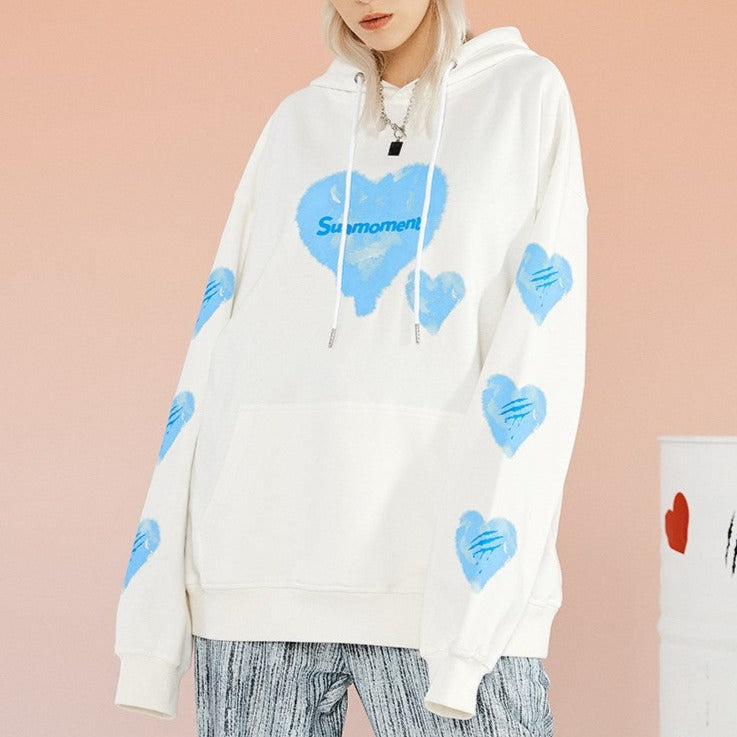 Love unisex hoodie couple sweatshirt loose fit