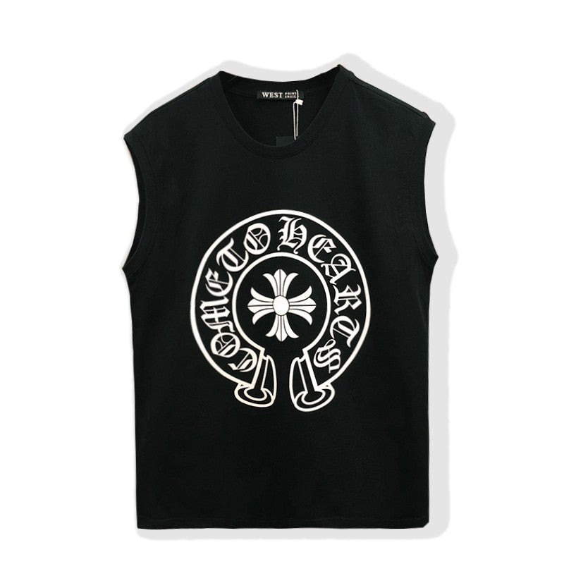 Sleeveless T-shirt Sanskrit letters sports vest men's fashion