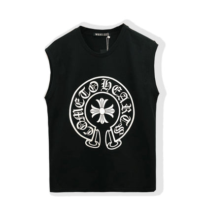 Sleeveless T-shirt Sanskrit letters sports vest men's fashion