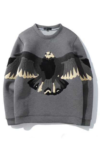 Sweatshirts Embroidered Eagle Loose oversize Cotton Sweater Unisex