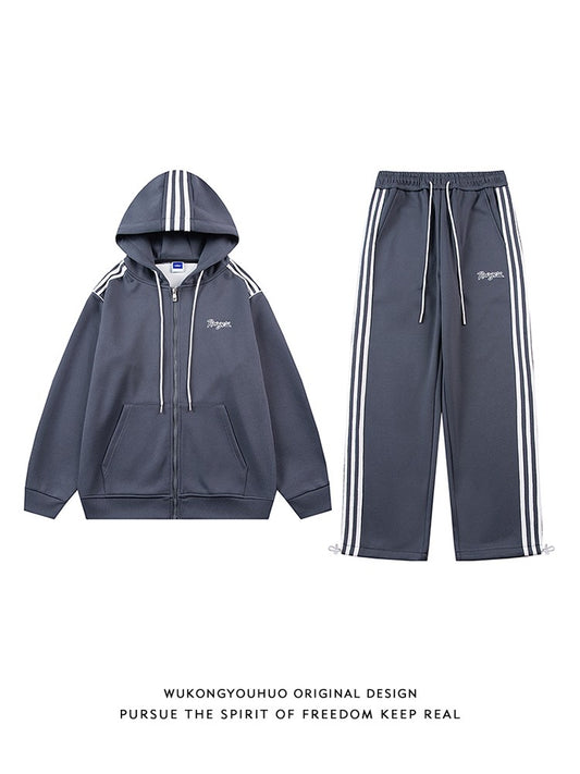 Pullover three-stripes sports and leisure hoodie suits couples fit