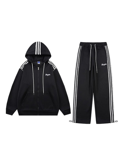 Pullover three-stripes sports and leisure hoodie suits couples fit