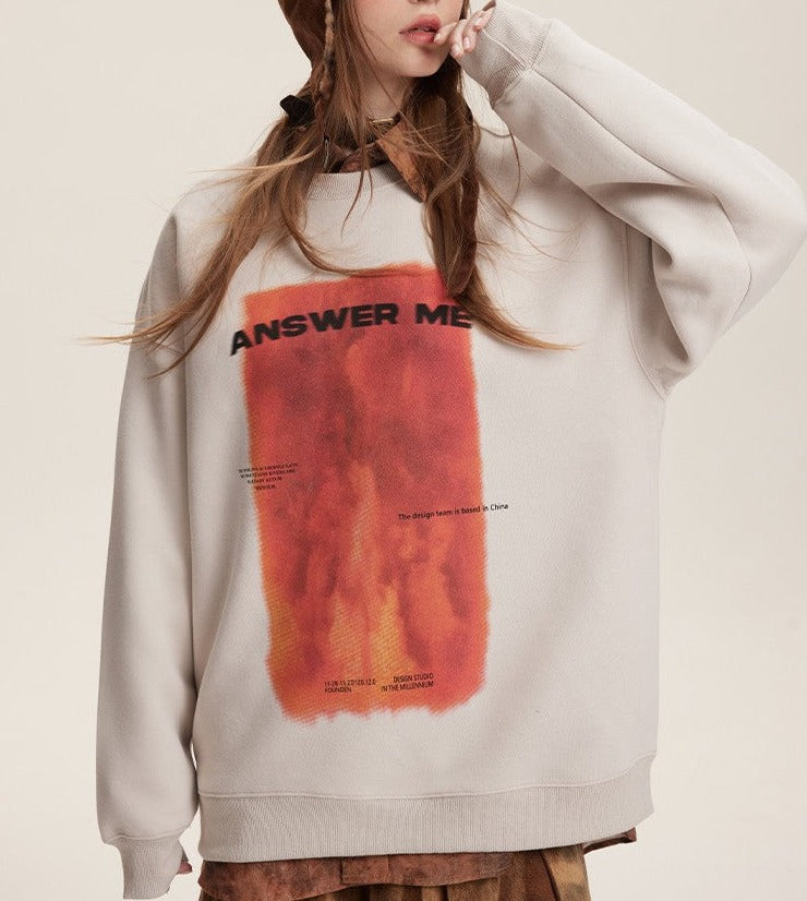 Sweatshirt flame letter print round neck unisex