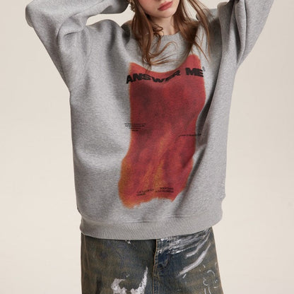 Sweatshirt flame letter print round neck unisex