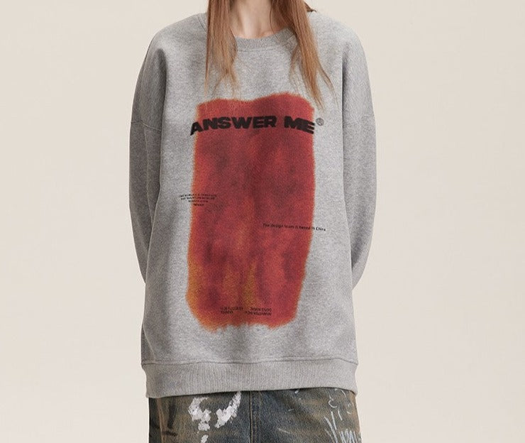 Sweatshirt flame letter print round neck unisex