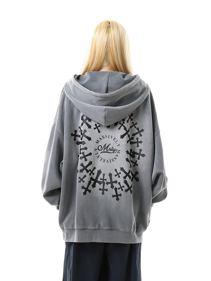 Hoodies Distressed Cross Vertigo Hiphop unisex Sweatshirt Oversize Hoodie