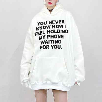 waiting hoodies vibe loose fit unisex