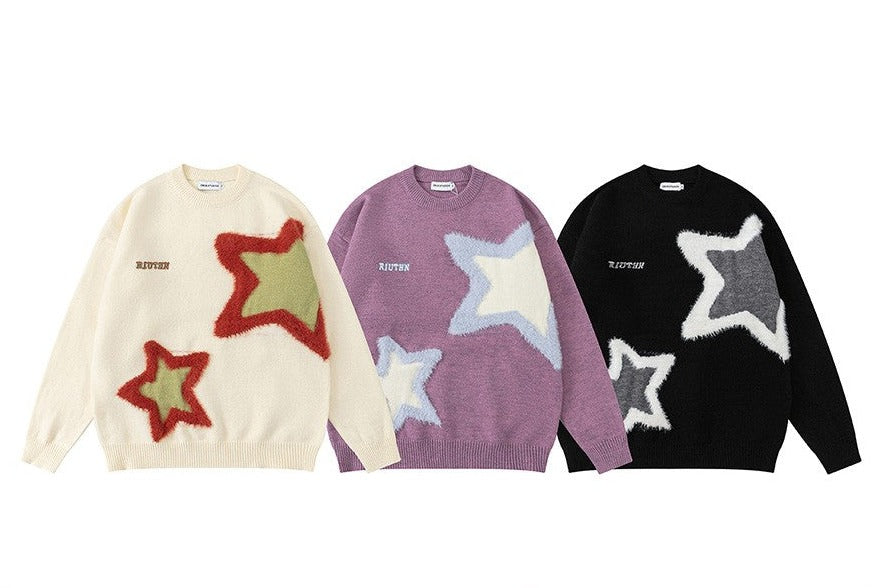 Unisex roasted chestnuts star couple pullover sweater