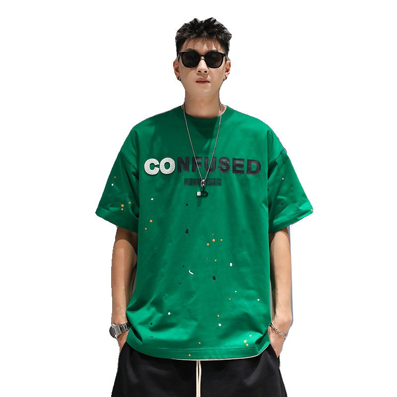 Men colore splash T-shirt men's summer couple tee