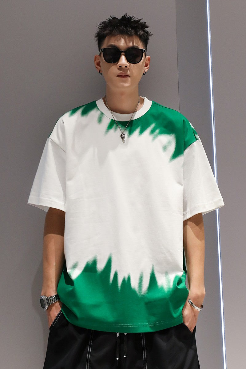 Tie die t-shirt men's summer loose oversize casual unisex couple tee