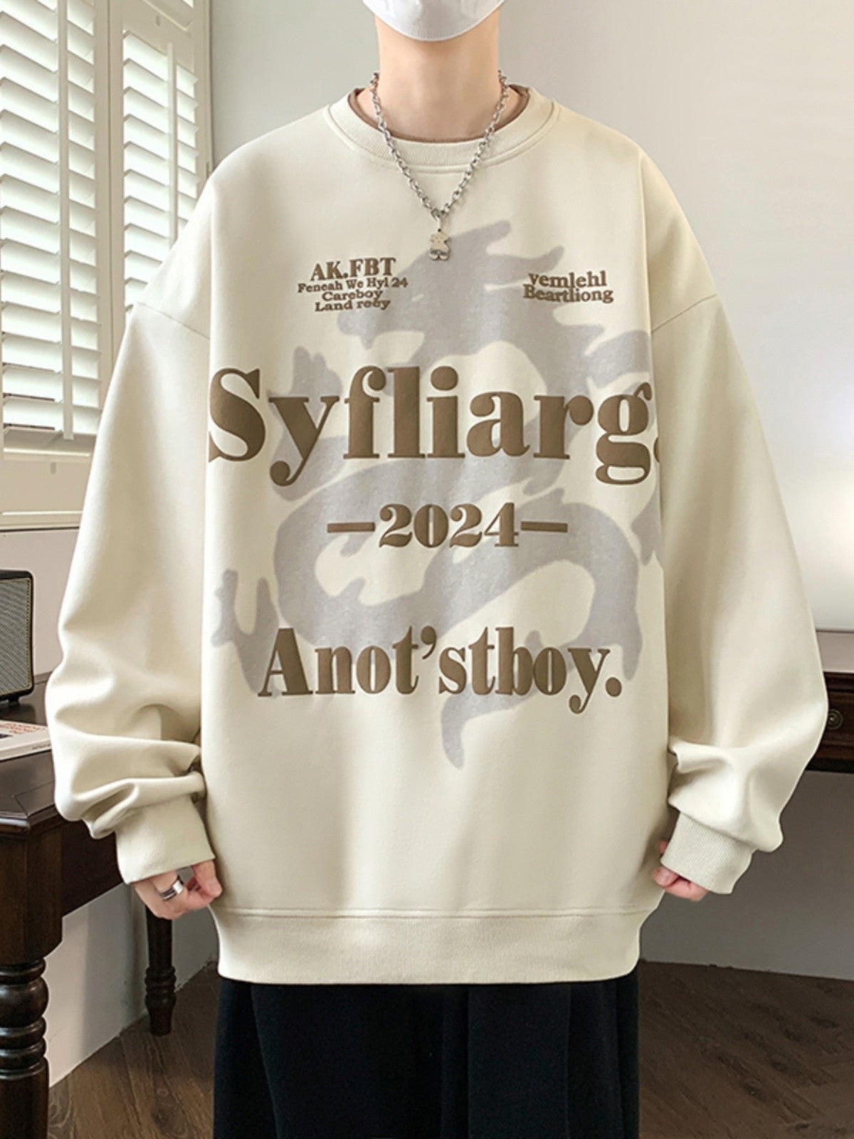 Pullover Round Neck Sweatshirt Men's Spring and Autumn street hiphop