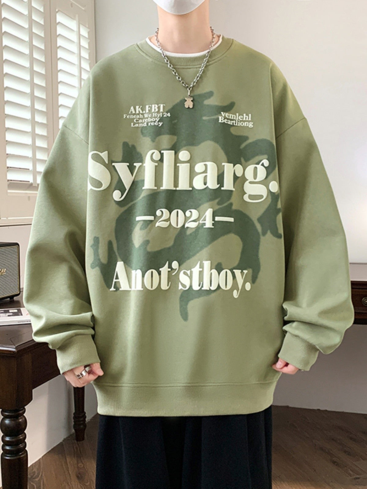 Pullover Round Neck Sweatshirt Men's Spring and Autumn street hiphop