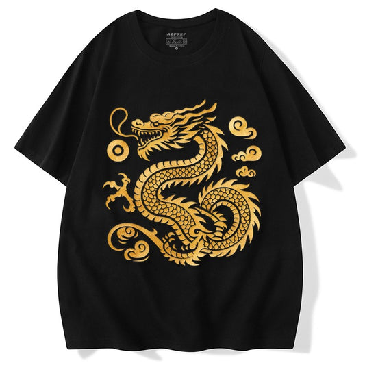 T-shirt Dragon Chinese style unisex zodiac couple cotton top