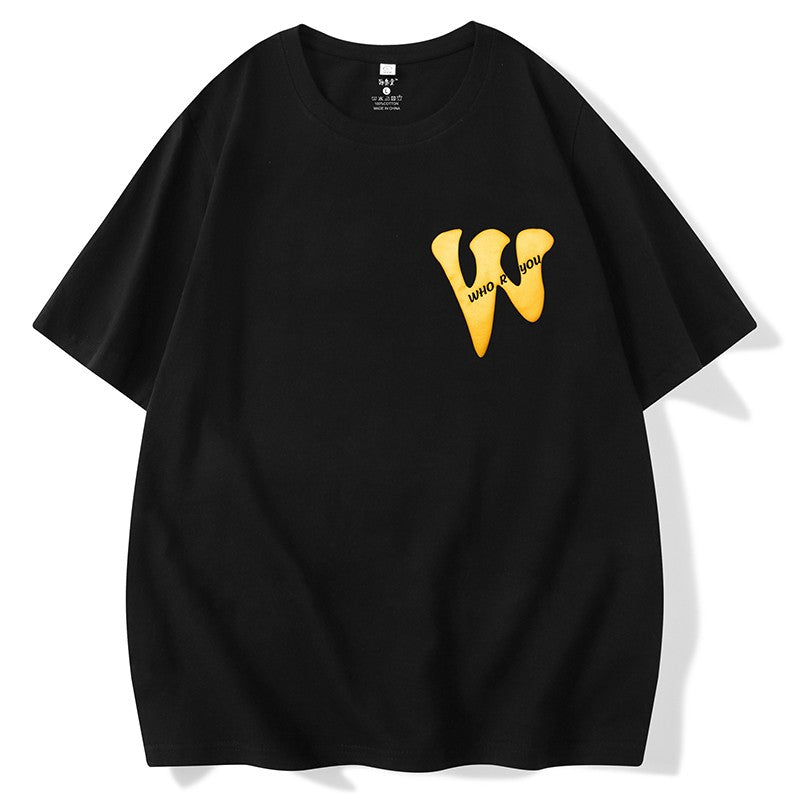 Hot who t-shirt simple short-sleeved street hiphop trend couple t-shirt