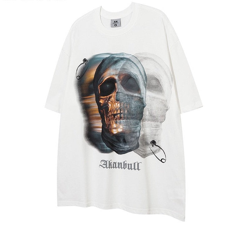 T-shirt men's dark skull printed round neck short-sleeved top