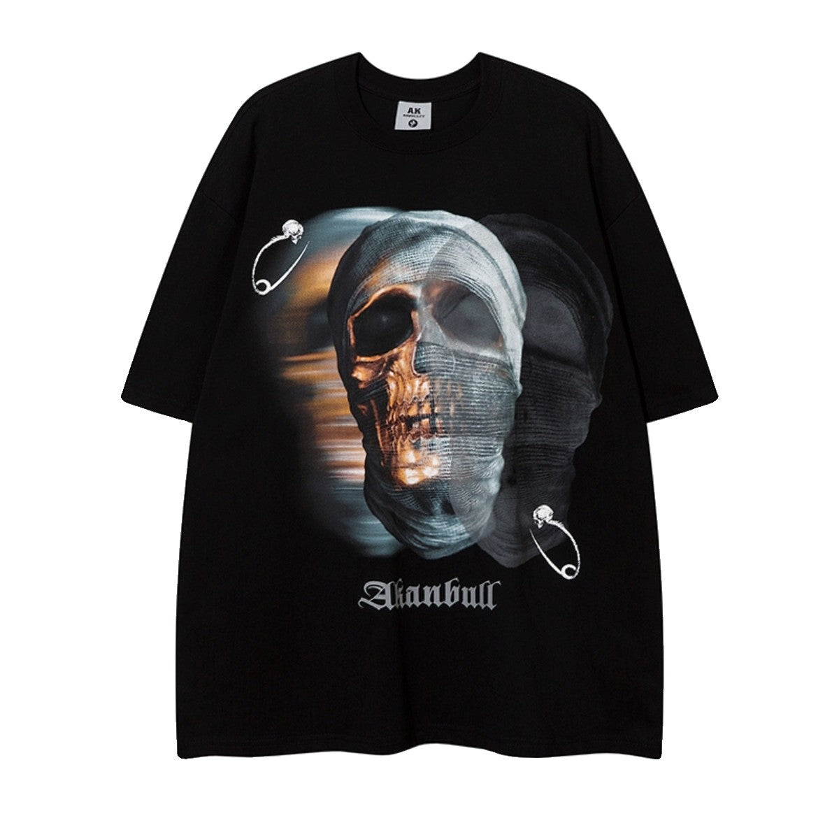 T-shirt men's dark skull printed round neck short-sleeved top