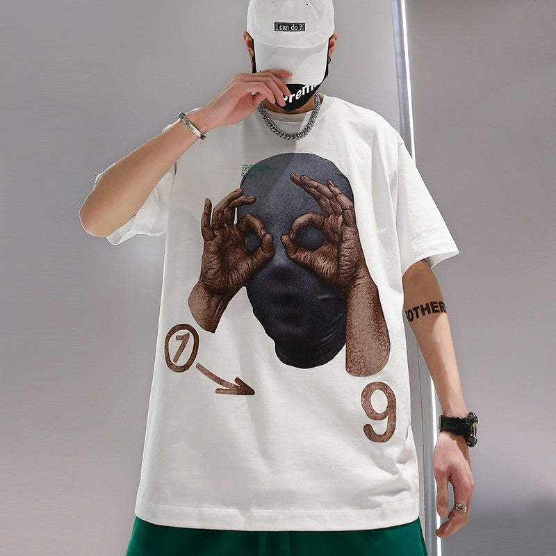 T-shirt men's summer trendy hip-hop oversize loose couple tee