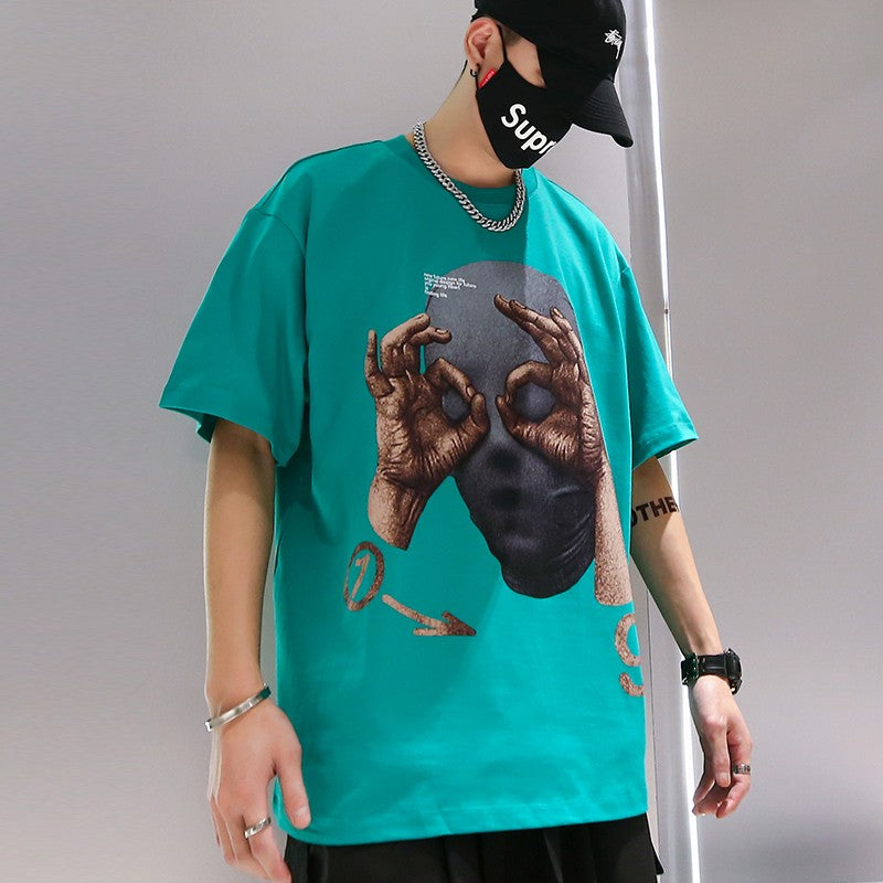 T-shirt men's summer trendy hip-hop oversize loose couple tee