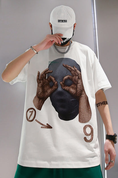 T-shirt men's summer trendy hip-hop oversize loose couple tee