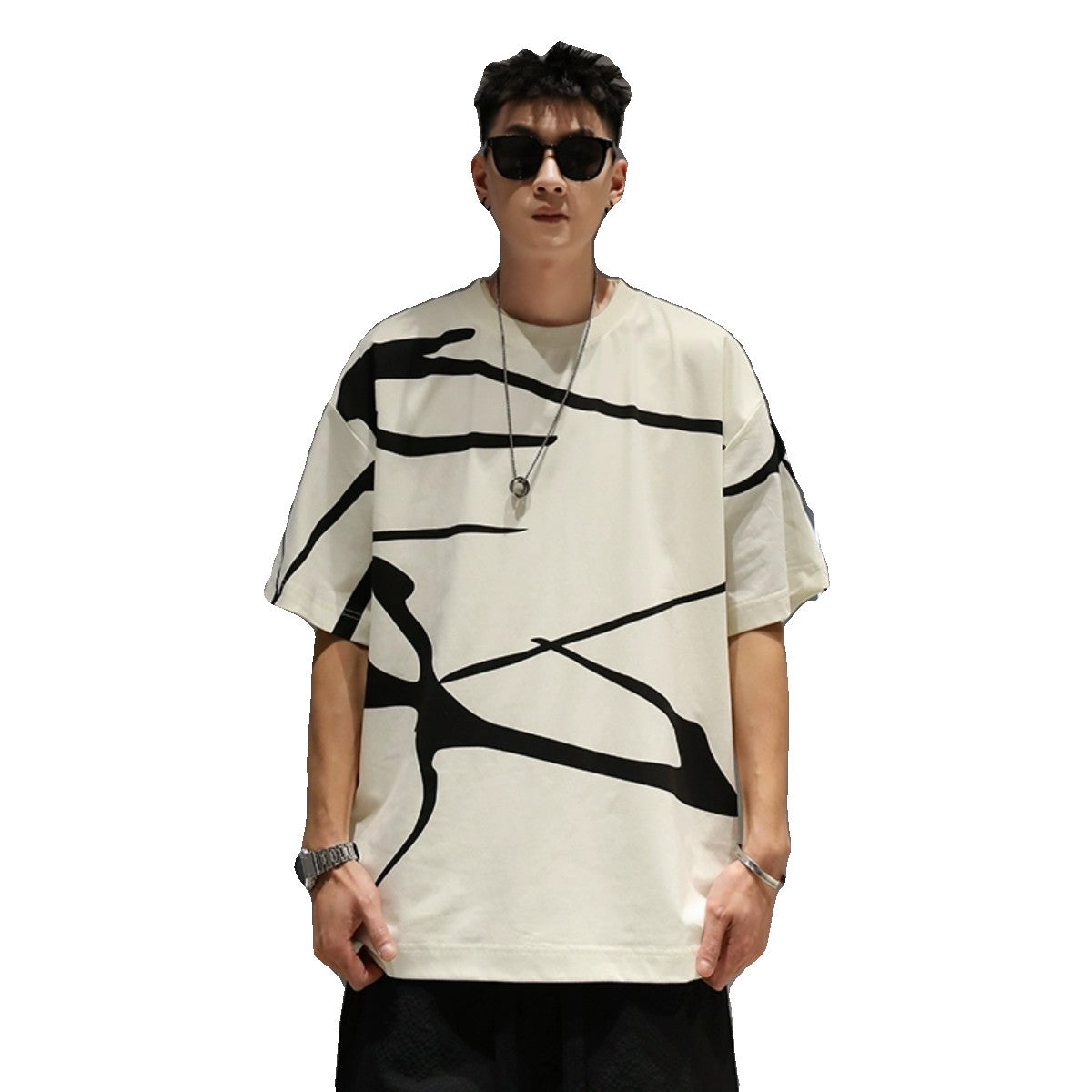 Simple casual T-shirt men high street oversize loose unisex wear