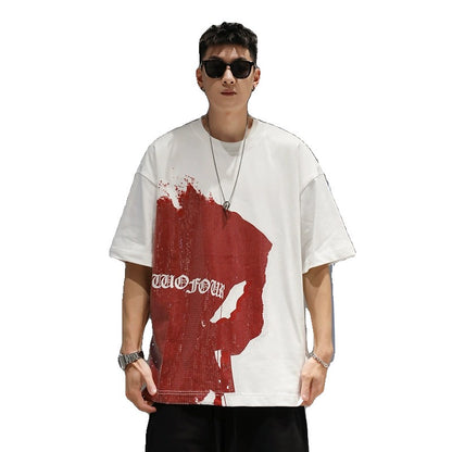 Art t-shirts transparent color blocking pure cotton oversize t-shirt