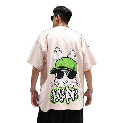 T-shirt anime rabbit print cute casual T-shirt couple style large size