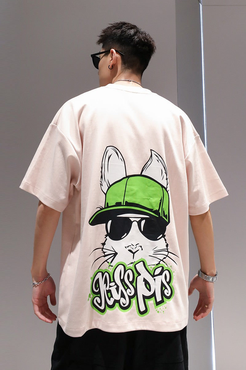 T-shirt anime rabbit print cute casual T-shirt couple style large size