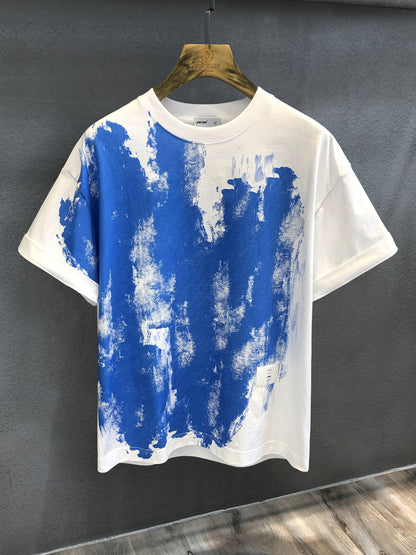 oversized sky color high-end men's summer loose half-sleeved T-shirt