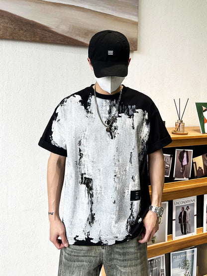 oversized sky color high-end men's summer loose half-sleeved T-shirt