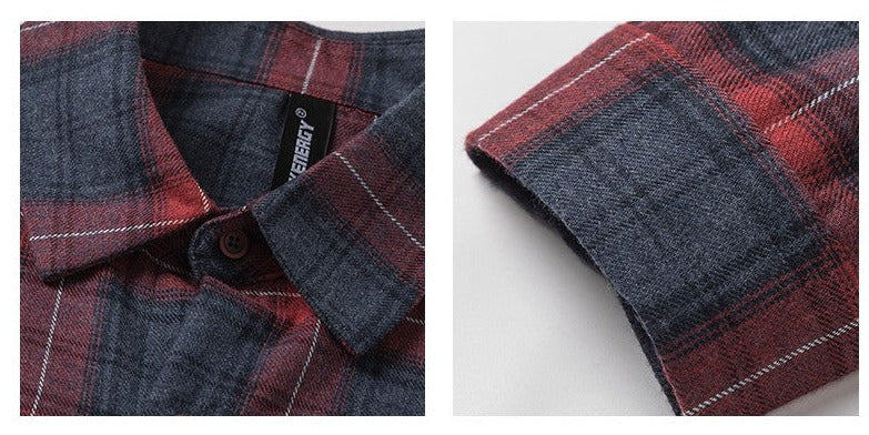 Men shirt plaid long-sleeved shirt versatile casual shirt jacket