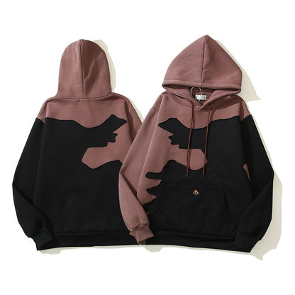 Hoodies brown high street embroidery casual unisex hoodie for couples